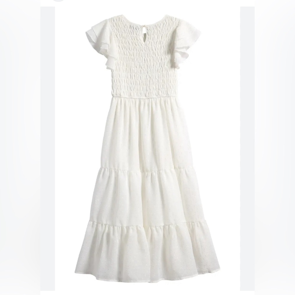 Ava & Yelly Girl Party Dress Smocked Bodice Clip Dot Chiffon Size 12 - Picture 2 of 5
